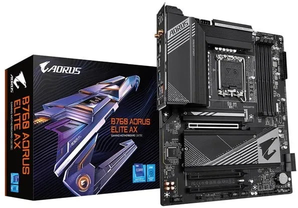GIGABYTE B760 AORUS ELITE AX Mainboard - Intel B760 - Intel LGA1700 Sockel - DDR5 RAM - ATX