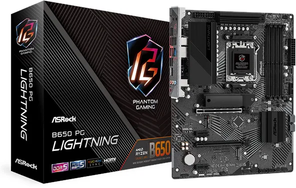 ASRock B650 PG Lightning Mainboard - AMD B650 - AMD AM5 Sockel - DDR5 RAM - ATX