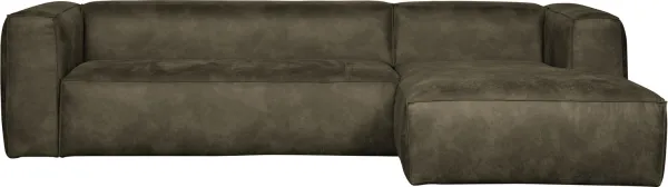 Bean, Ecksofa rechts, Armeegrün, H73x175x305 cm, Leder