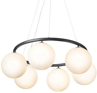 Nuura Miira 6 Circular Kronleuchter Rock Grey/Opal Weiß